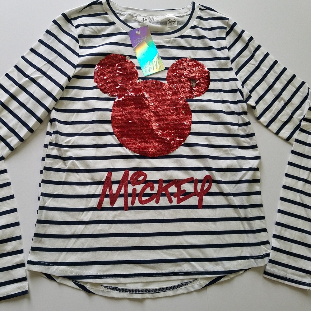 H&M Mickey stripe longsleeve shirt girls
